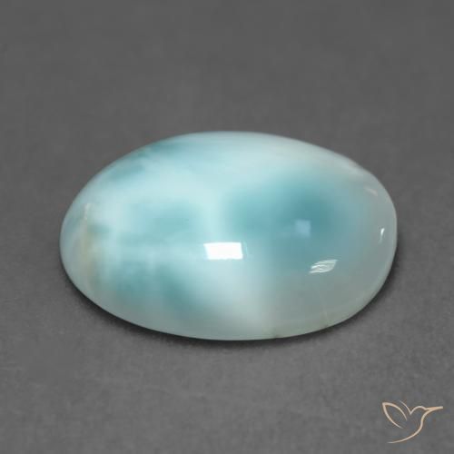 Larimar Verde bluastro chiaro naturale da 4.82 ct, Ovale, Traslucido