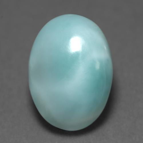 Larimar Verde bluastro chiaro naturale da 5.27 ct, Taglio ovale, Traslucido