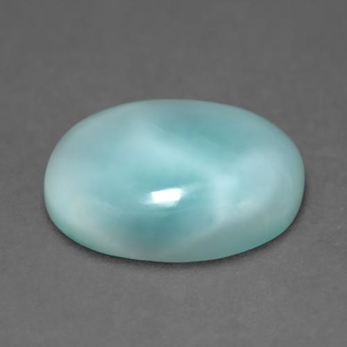 Larimar Verde bluastro chiaro naturale da 5.27 ct, Taglio ovale, Traslucido