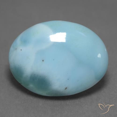 Larimar naturale turchese da 7,50 ct, taglio ovale, opaco