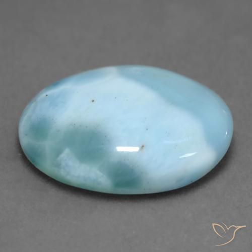 Larimar naturale turchese da 7,50 ct, taglio ovale, opaco