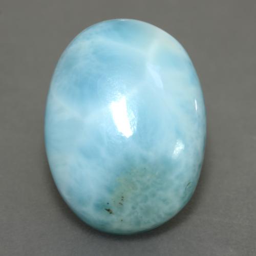 Larimar Blu verdastro chiaro naturale da 7.96 ct, Taglio ovale, Opaco