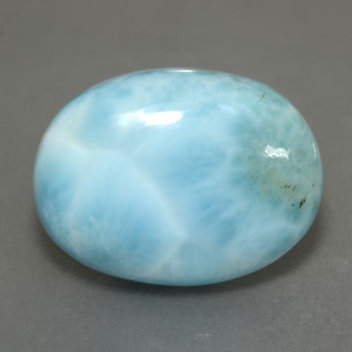 Larimar Blu verdastro chiaro naturale da 7.96 ct, Taglio ovale, Opaco