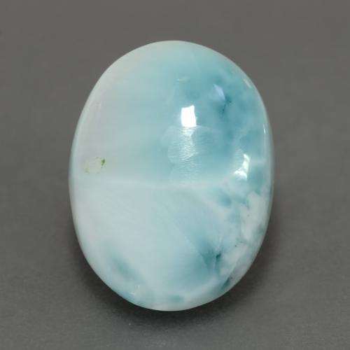 Larimar Blu verdastro chiaro naturale da 6.28 ct, Taglio ovale, Opaco