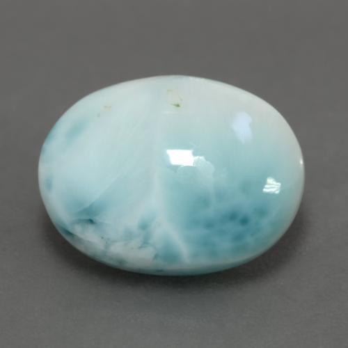 Larimar Blu verdastro chiaro naturale da 6.28 ct, Taglio ovale, Opaco