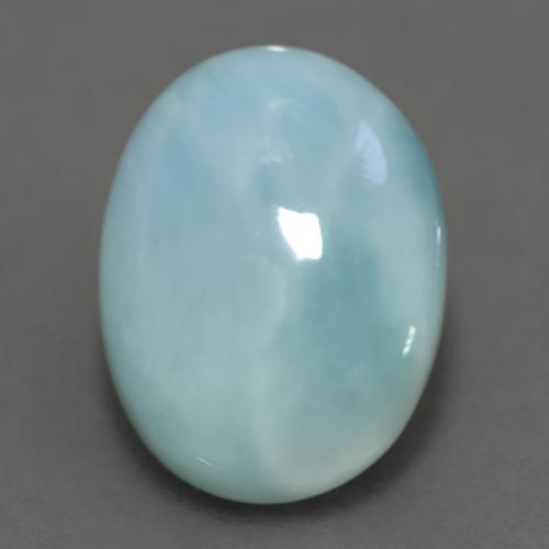 Larimar Blu verdastro chiaro naturale da 7.04 ct, Taglio ovale, Traslucido