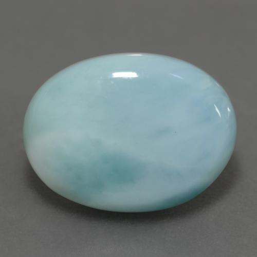 Larimar Blu verdastro chiaro naturale da 7.04 ct, Taglio ovale, Traslucido