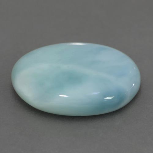 Larimar Blu verdastro chiaro naturale da 7.04 ct, Taglio ovale, Traslucido