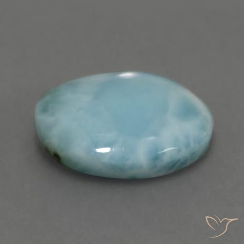 Larimar Verde bluastro chiaro naturale da 6.28 ct, Ovale, Opaco