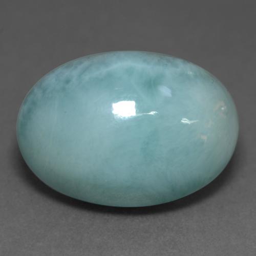 Larimar Blu verdastro chiaro naturale da 12.44 ct, Taglio ovale, Opaco