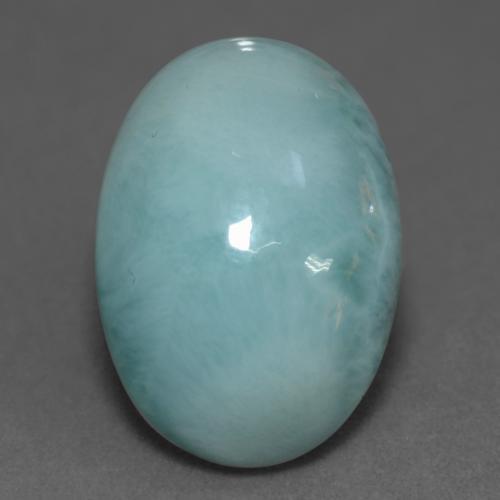 Larimar Blu verdastro chiaro naturale da 12.44 ct, Taglio ovale, Opaco