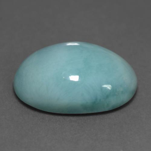 Larimar Blu verdastro chiaro naturale da 12.44 ct, Taglio ovale, Opaco