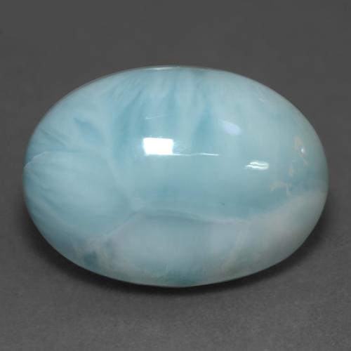 Larimar naturale turchese da 11,39 ct, taglio ovale, traslucido