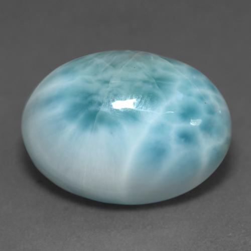 Larimar Verde bluastro chiaro naturale da 11.75 ct, Taglio ovale, Traslucido