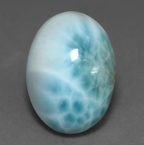 Larimar Verde bluastro chiaro naturale da 11.75 ct, Taglio ovale, Traslucido