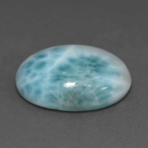 Larimar Verde bluastro chiaro naturale da 11.75 ct, Taglio ovale, Traslucido
