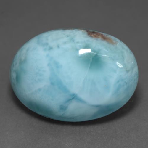 Larimar Blu verdastro chiaro naturale da 12.36 ct, Taglio ovale, Opaco