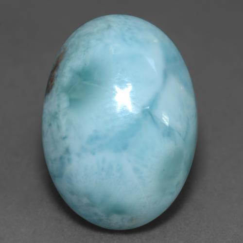 Larimar Blu verdastro chiaro naturale da 12.36 ct, Taglio ovale, Opaco