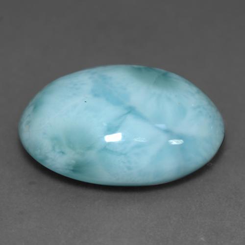 Larimar Blu verdastro chiaro naturale da 12.36 ct, Taglio ovale, Opaco