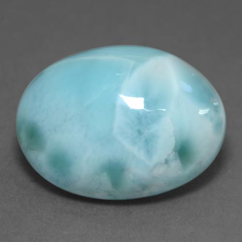 Larimar Blu verdastro chiaro naturale da 10.11 ct, Taglio ovale, Opaco