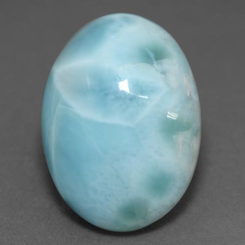 Larimar Blu verdastro chiaro naturale da 10.11 ct, Taglio ovale, Opaco