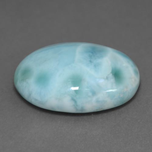 Larimar Blu verdastro chiaro naturale da 10.11 ct, Taglio ovale, Opaco