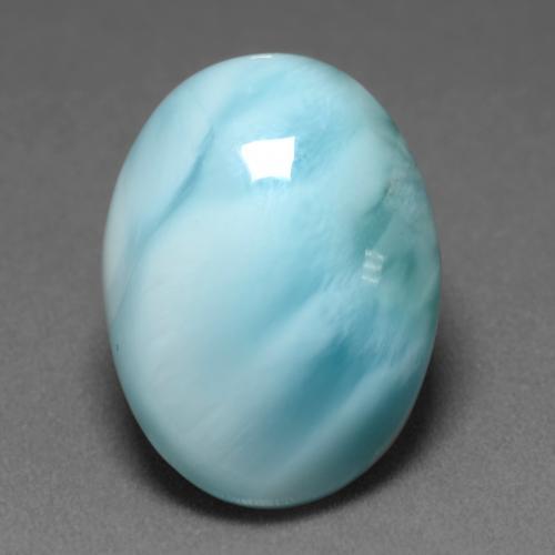 Larimar naturale turchese da 7,36 ct, taglio ovale, traslucido