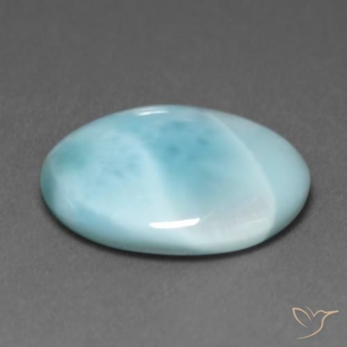 Larimar Verde bluastro chiaro naturale da 6.08 ct, Ovale, Traslucido