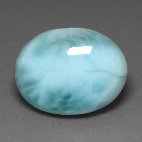 Larimar Blu brillante verde naturale da 7.68 ct, Taglio ovale, Opaco