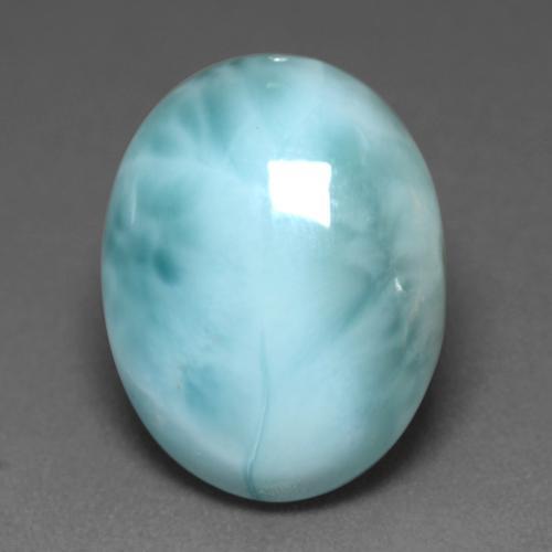 Larimar Blu brillante verde naturale da 7.68 ct, Taglio ovale, Opaco