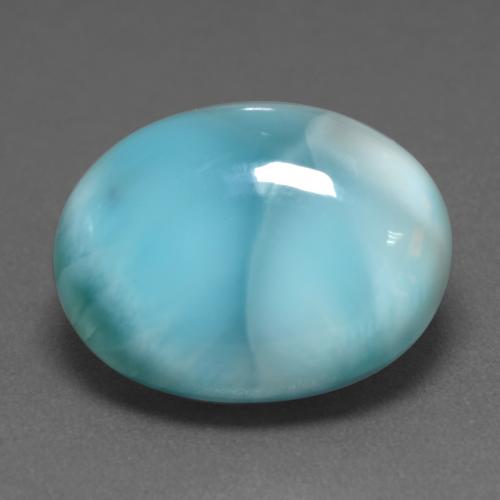 Larimar Verde bluastro chiaro naturale da 9.66 ct, Taglio ovale, Opaco