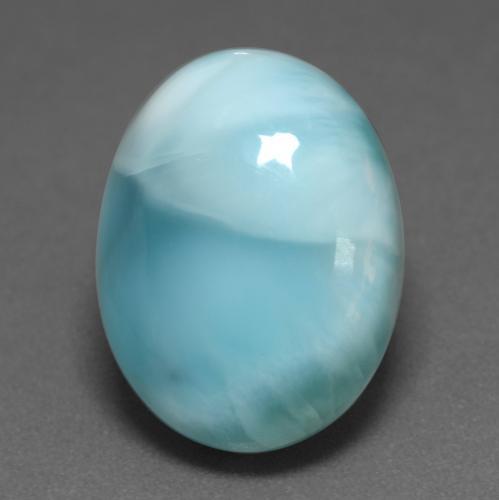 Larimar Verde bluastro chiaro naturale da 9.66 ct, Taglio ovale, Opaco