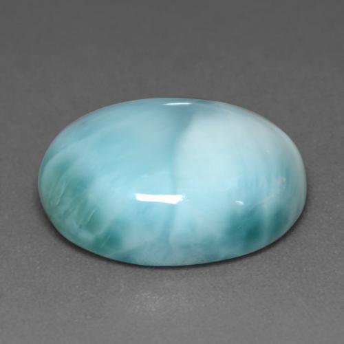 Larimar Verde bluastro chiaro naturale da 9.66 ct, Taglio ovale, Opaco