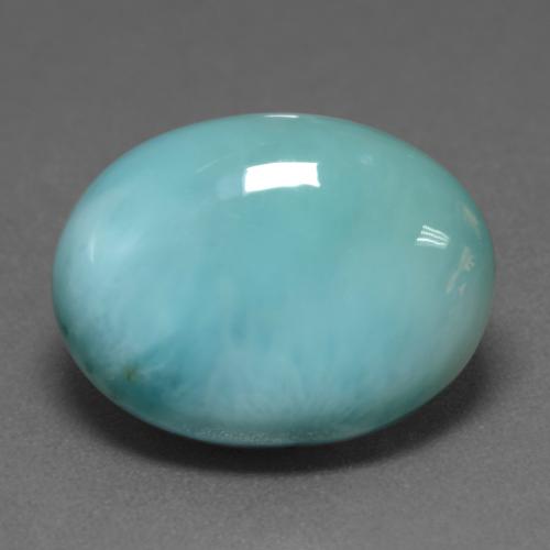 Larimar Blu verdastro chiaro naturale da 8.43 ct, Taglio ovale, Opaco