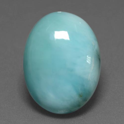 Larimar Blu verdastro chiaro naturale da 8.43 ct, Taglio ovale, Opaco