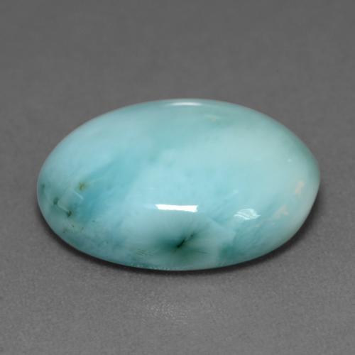 Larimar Blu verdastro chiaro naturale da 8.43 ct, Taglio ovale, Opaco