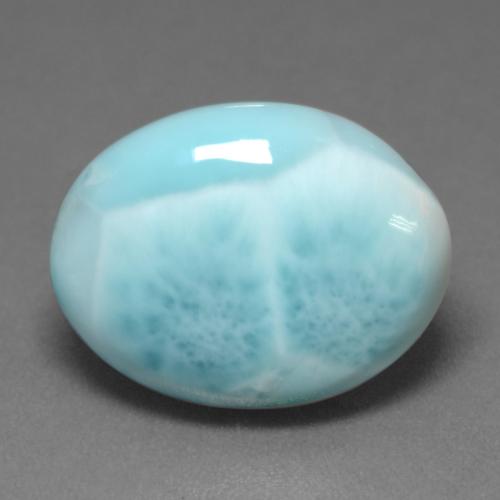 Larimar naturale turchese da 7,92 ct, taglio ovale, opaco