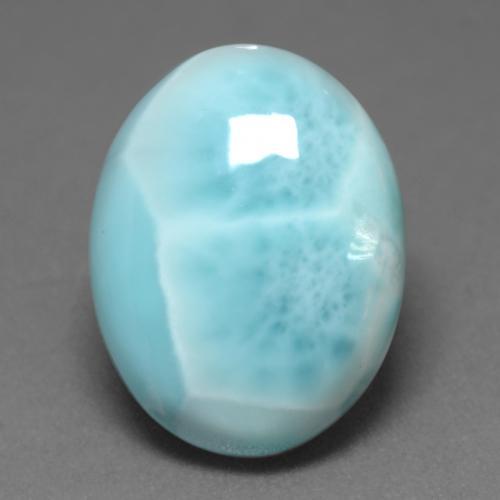 Larimar naturale turchese da 7,92 ct, taglio ovale, opaco