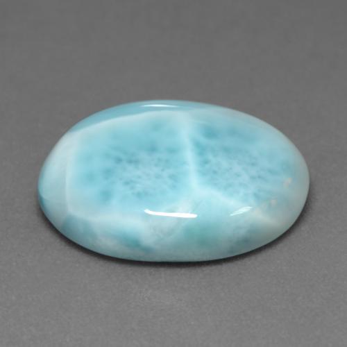 Larimar naturale turchese da 7,92 ct, taglio ovale, opaco