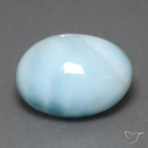 Larimar Azzurro cielo chiaro naturale da 5.91 ct, Ovale, Traslucido
