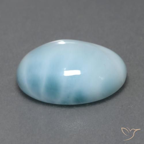 Larimar Azzurro cielo chiaro naturale da 5.91 ct, Ovale, Traslucido