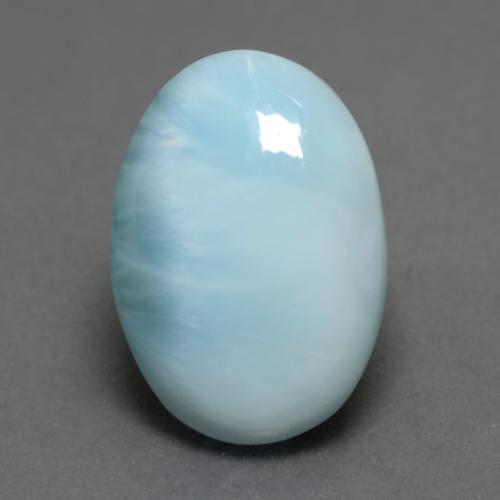 Larimar naturale blu da 7,85 ct, taglio ovale, traslucido