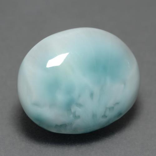 Larimar naturale blu da 4,69 ct, taglio ovale, opaco