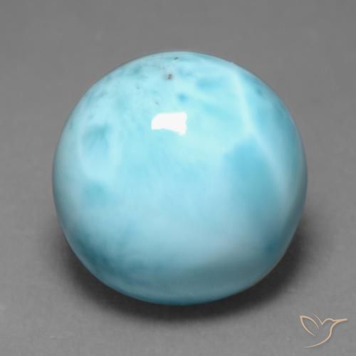 7.66ct Naturale Blu verdastro chiaro Larimar, Rotondo, Opaco