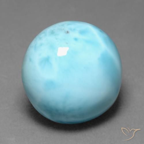 Larimar Blu verdastro chiaro naturale da 7.66 ct, Rotondo, Opaco