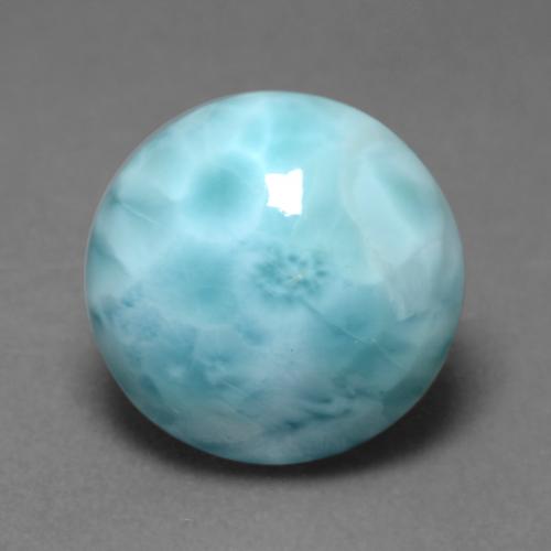 Larimar Azzurro cielo chiaro naturale da 5.58 ct, Taglio rotondo, Opaco