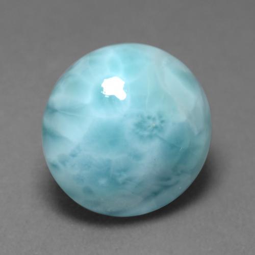 Larimar Azzurro cielo chiaro naturale da 5.58 ct, Taglio rotondo, Opaco