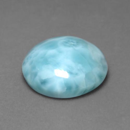 Larimar Azzurro cielo chiaro naturale da 5.58 ct, Taglio rotondo, Opaco