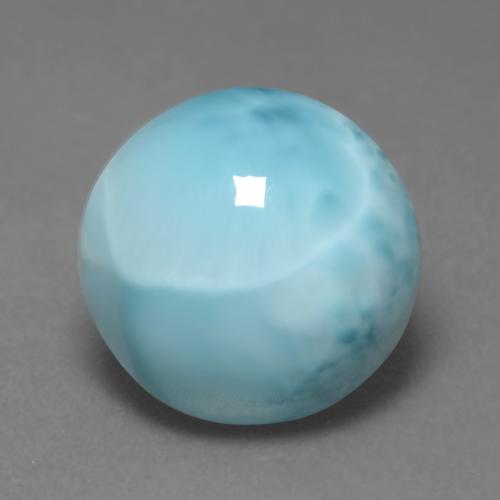 Larimar naturale blu da 6,04 ct, taglio rotondo, opaco