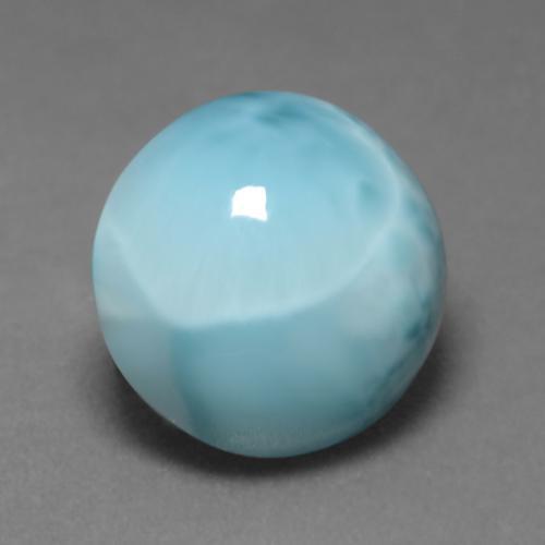 Larimar naturale blu da 6,04 ct, taglio rotondo, opaco